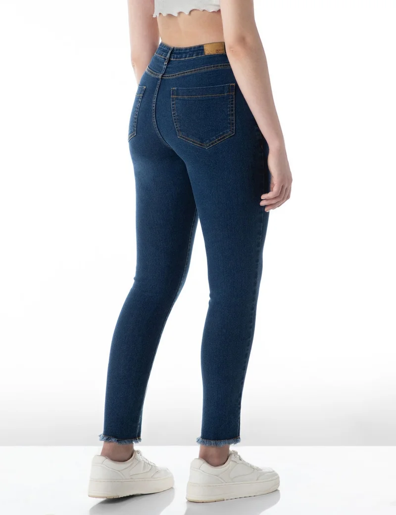 inkd Mid Blue Women's Slim Fit Jeans - Mid-Rise| Stretchable | Enzyme Wash | Classic 5 Pocket Styling | Jeans for Women for Women | Best Price UAE